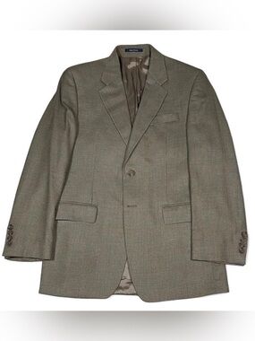 VTG Polo Ralph Lauren Silk & PantsWool Olive Houndstooth Blazer Men’s 39R Sport
